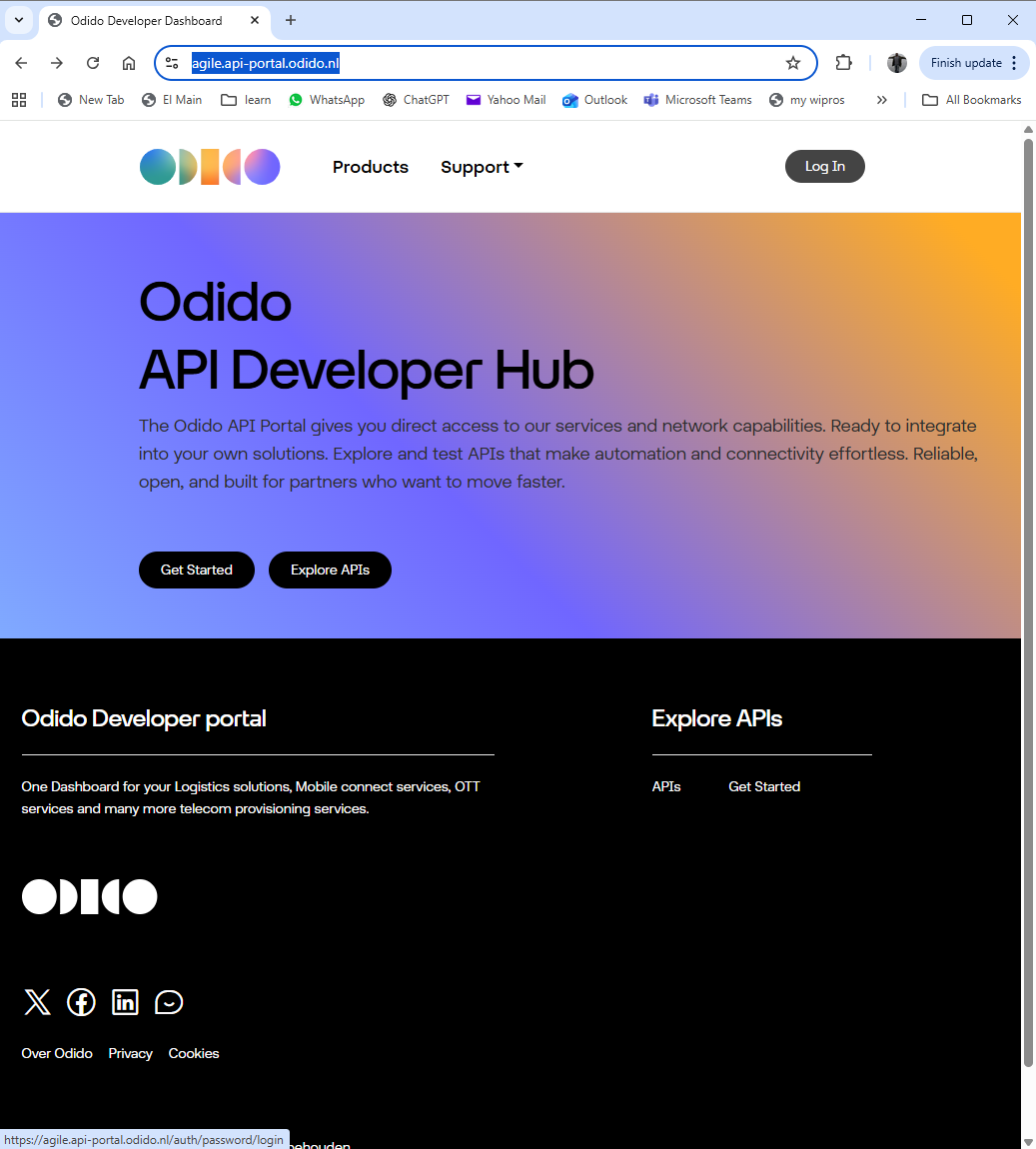 Login page